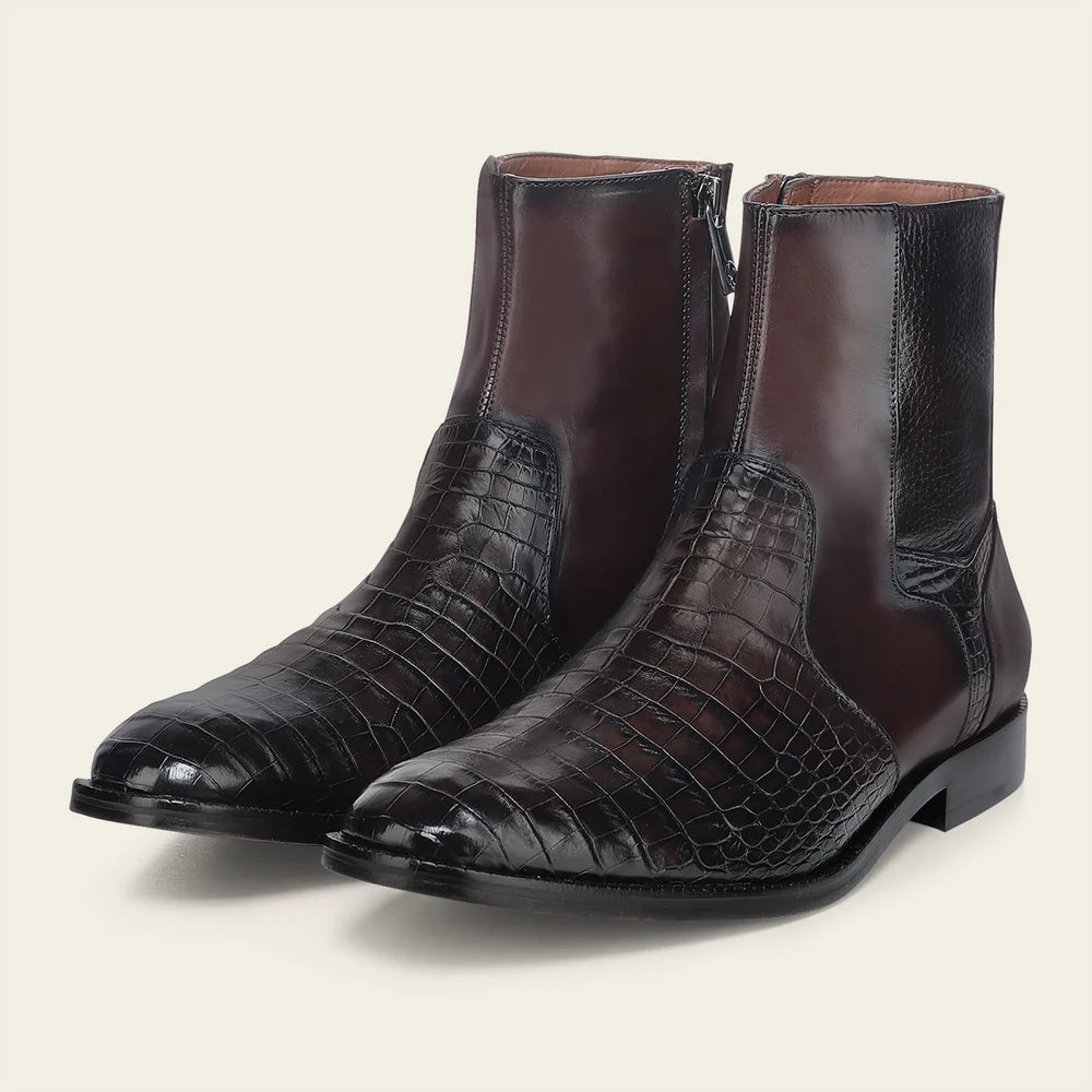 31JLPBI - Franco Cuadra brown dress casual alligator leather ankle boots for men