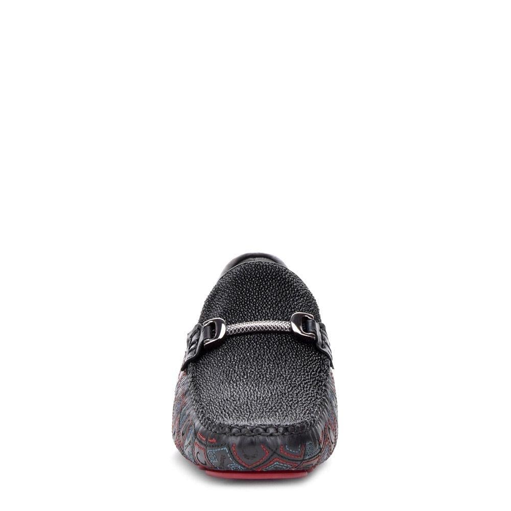 35VMTTS - Cuadra black casual fashion stingray leather bit driving moccasins for men-Kuet.us