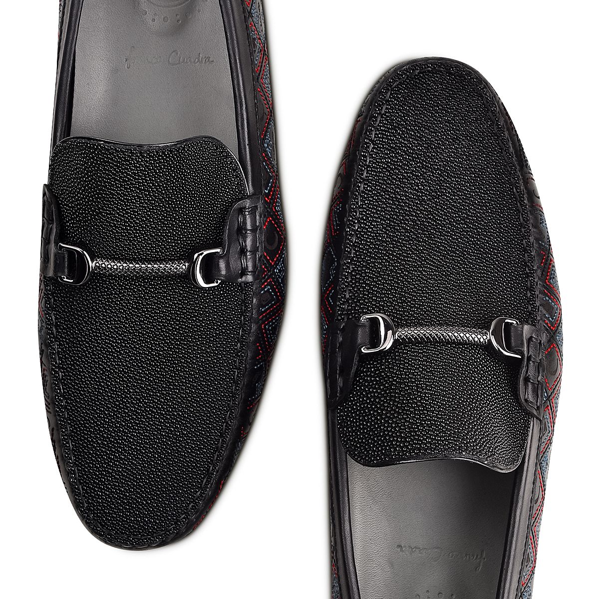 35VMTTS - Cuadra black casual fashion stingray leather bit driving moccasins for men-Kuet.us