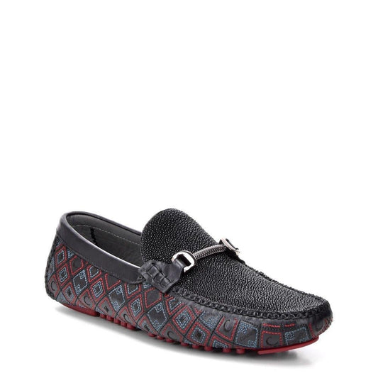 35VMTTS - Cuadra black casual fashion stingray leather bit driving moccasins for men-Kuet.us