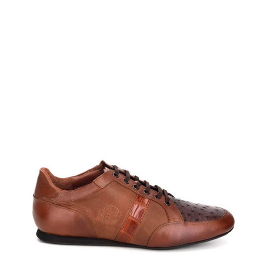 38KAVBM - Cuadra tobacco casual fashion ostrich leather sneakers for men-Kuet.us