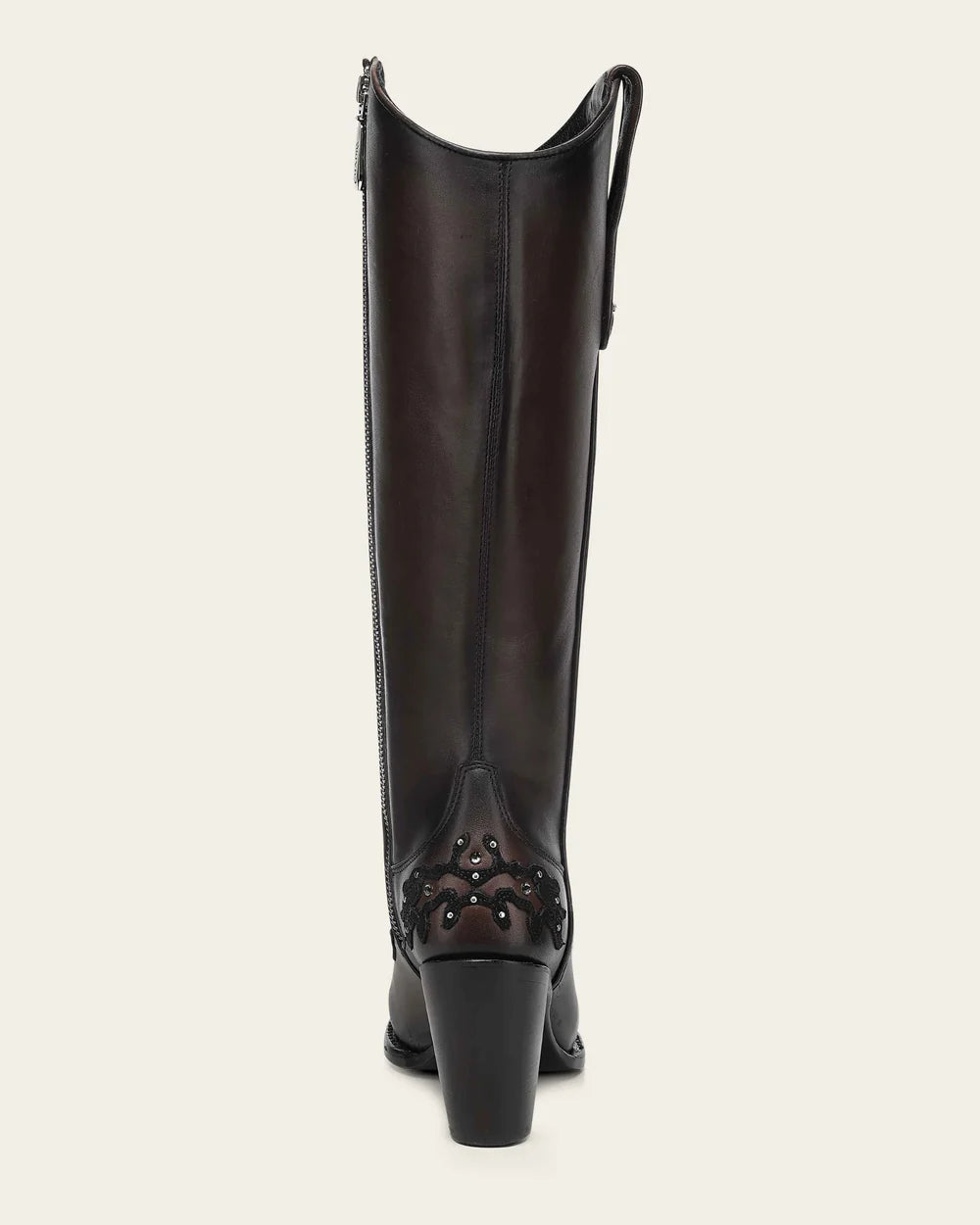 3F0ZRS - Cuadra Women's Chocolate Knee-High Cowgirl Boots with Studded Suede Overlays