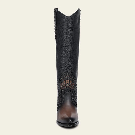 3F1CRS - Cuadra chocolate western cowgirl cowhide leather knee high boots for women