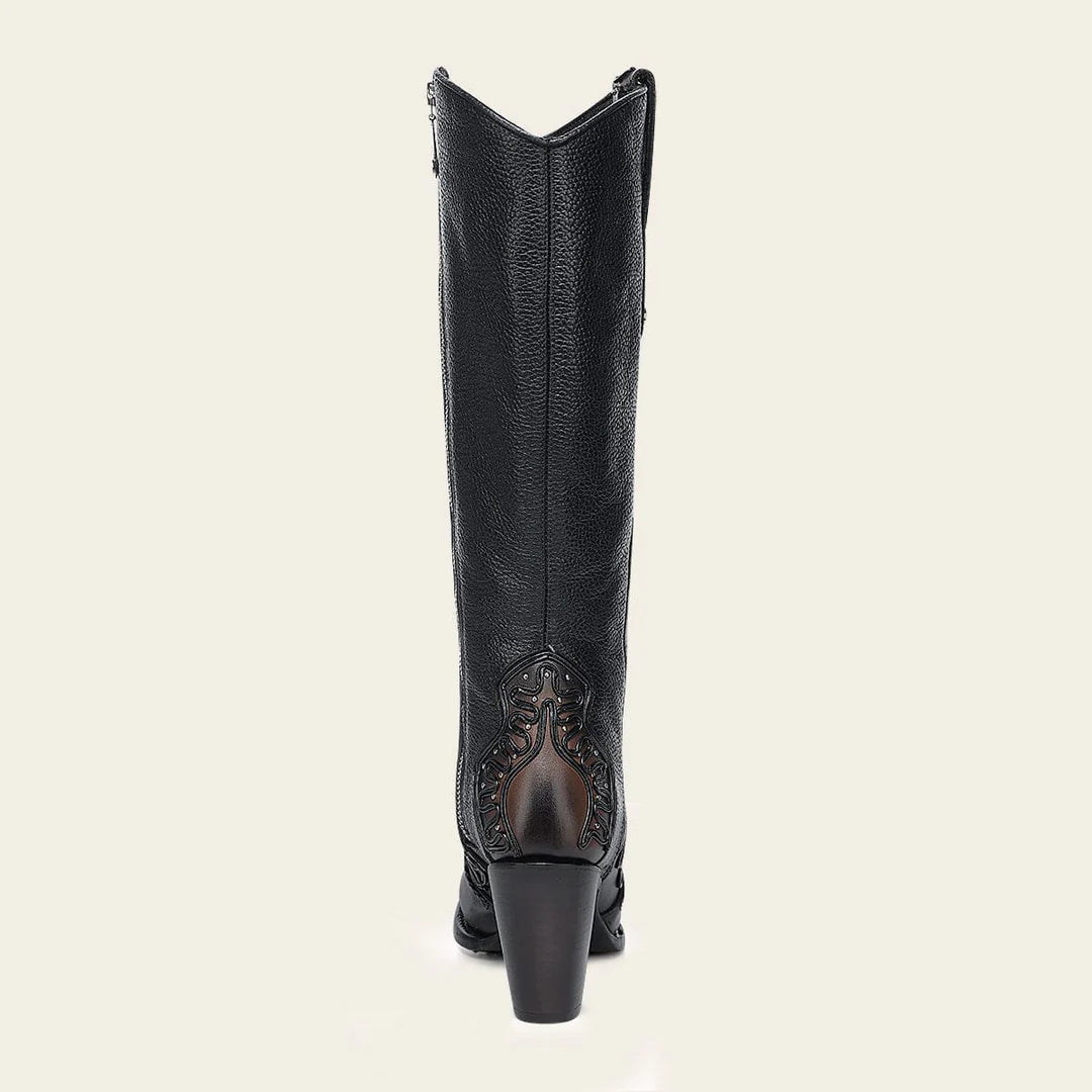 3F1CRS - Cuadra chocolate western cowgirl cowhide leather knee high boots for women