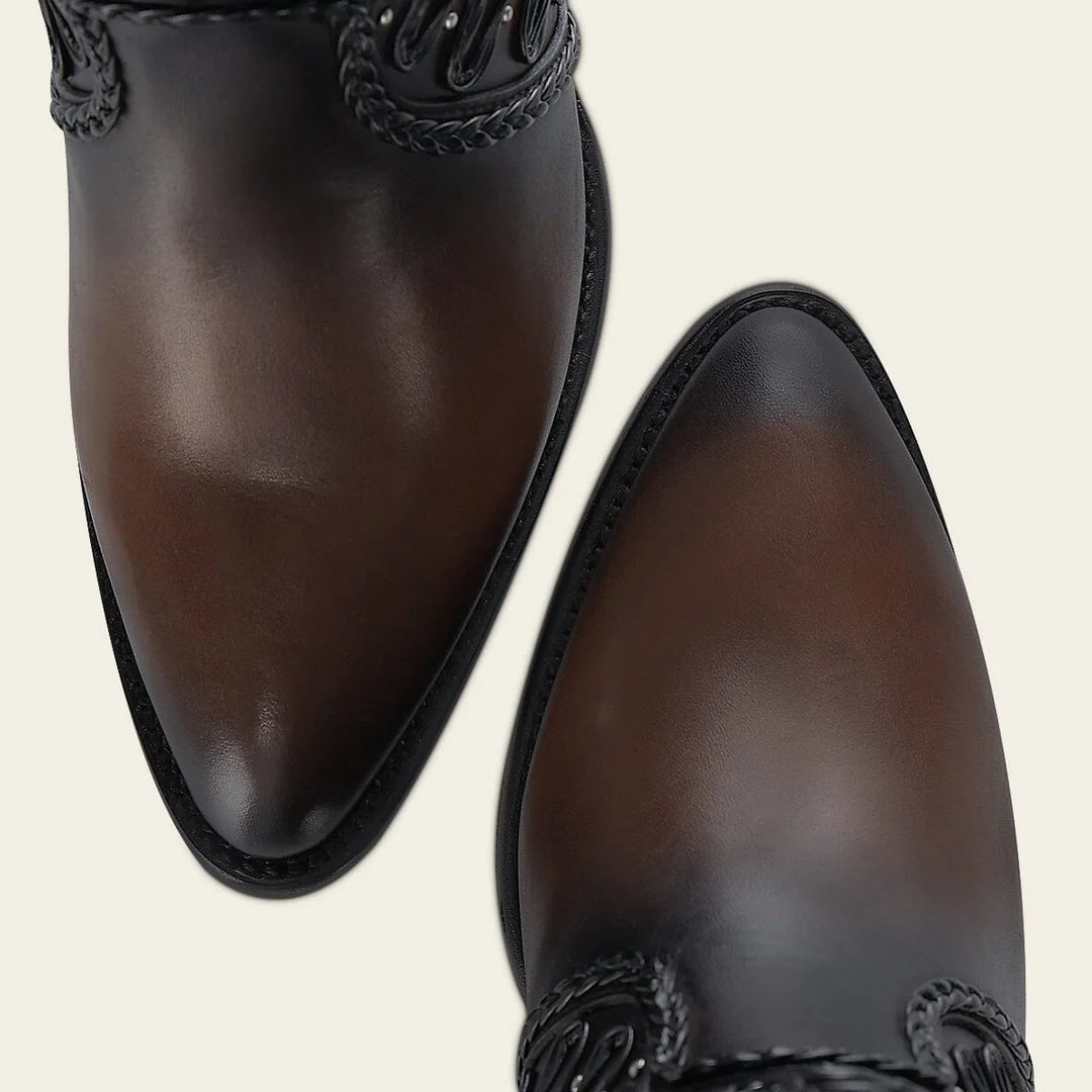 3F1CRS - Cuadra chocolate western cowgirl cowhide leather knee high boots for women