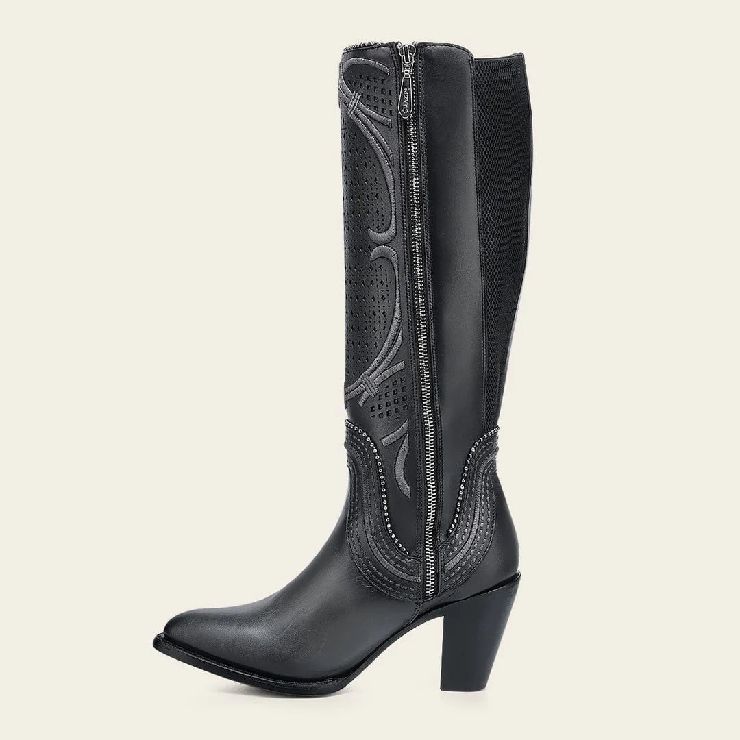 3F1DRS - Cuadra gray western cowgirl cowhide leather knee high boots for women
