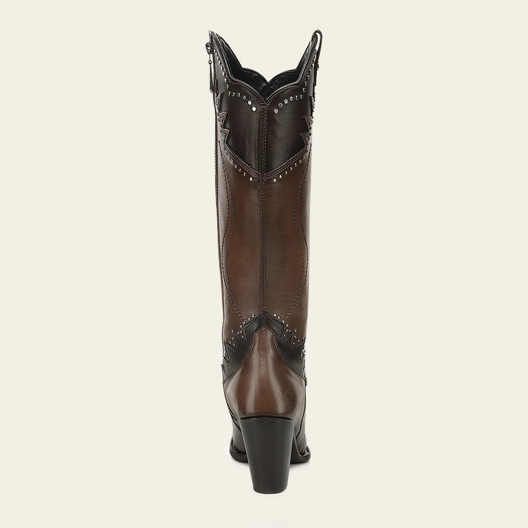 3F1JBE - Cuadra honey western cowgirl cowhide leather knee high boots for women