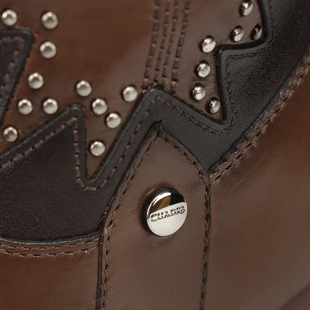 3F1JBE - Cuadra honey western cowgirl cowhide leather knee high boots for women