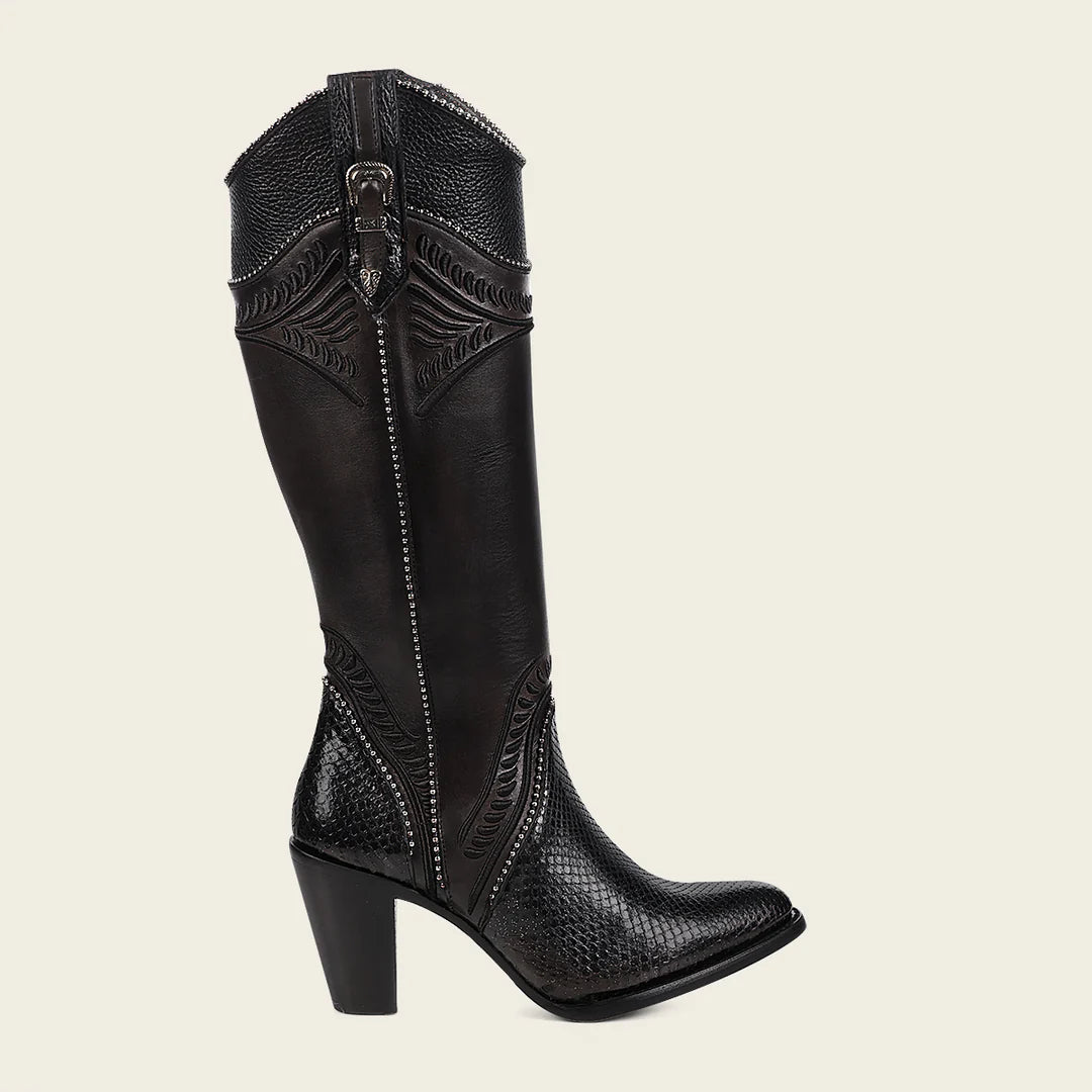 3F82PM - Cuadra black western cowgirl python boots for women