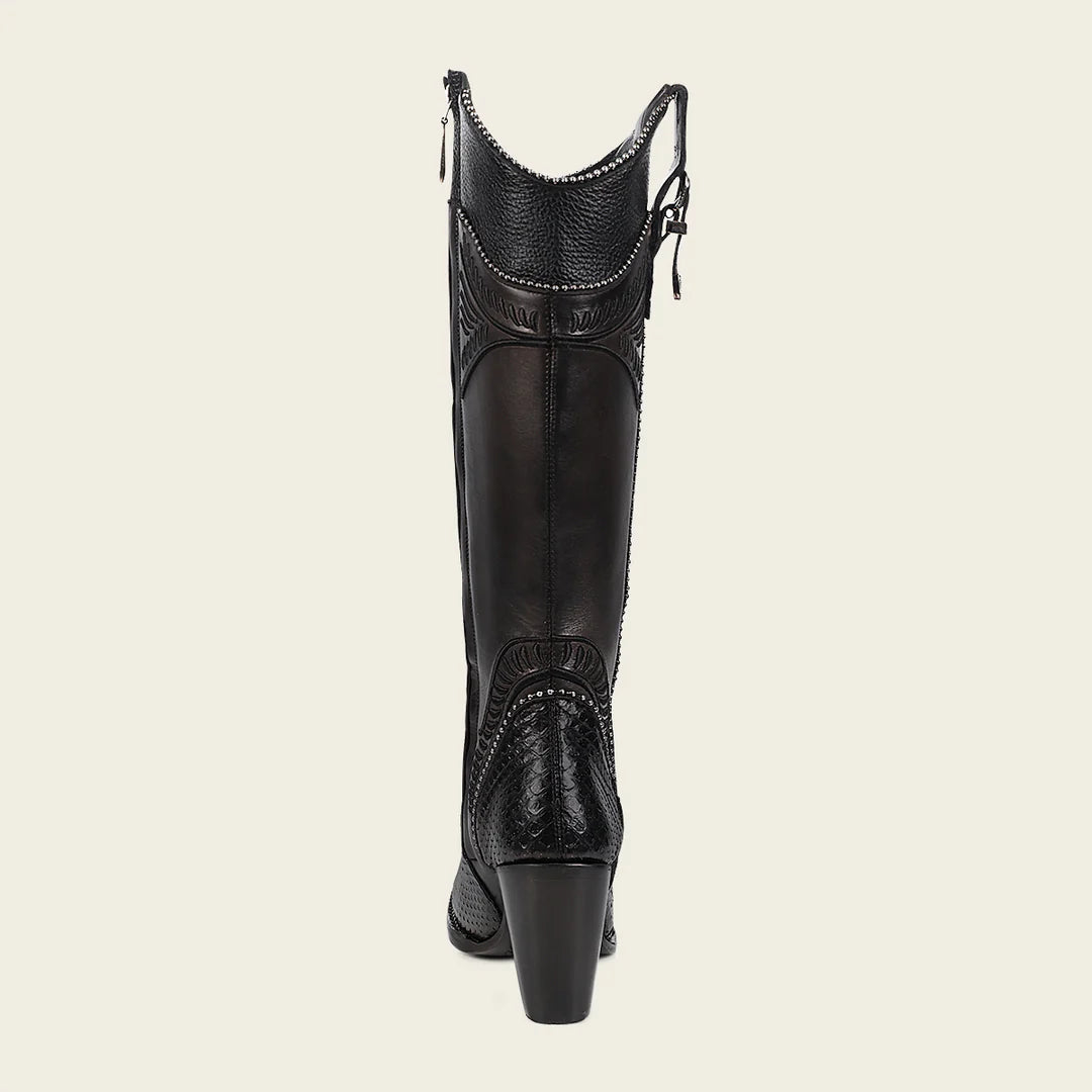 3F82PM - Cuadra black western cowgirl python boots for women