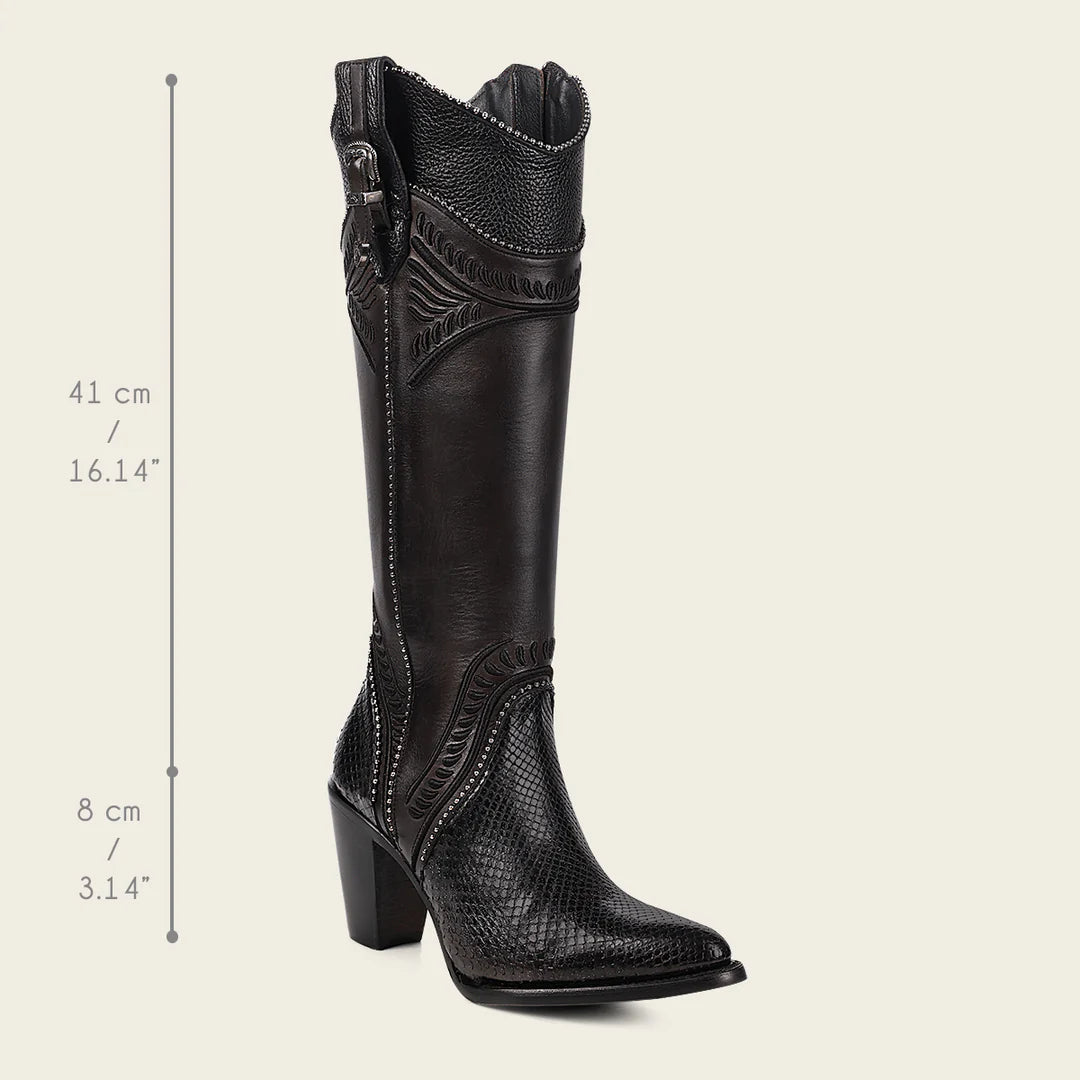 3F82PM - Cuadra black western cowgirl python boots for women
