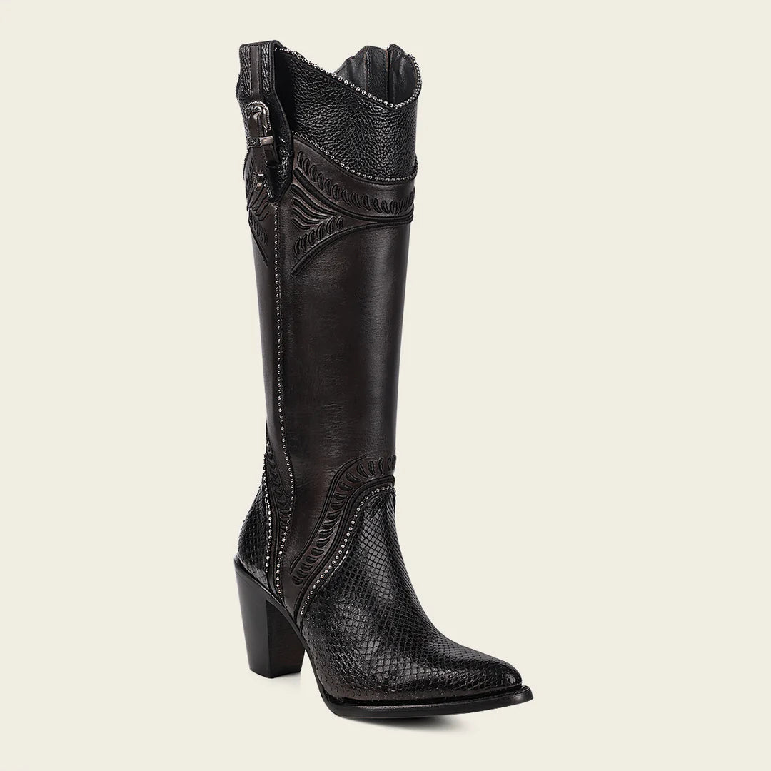 3F82PM - Cuadra black western cowgirl python boots for women