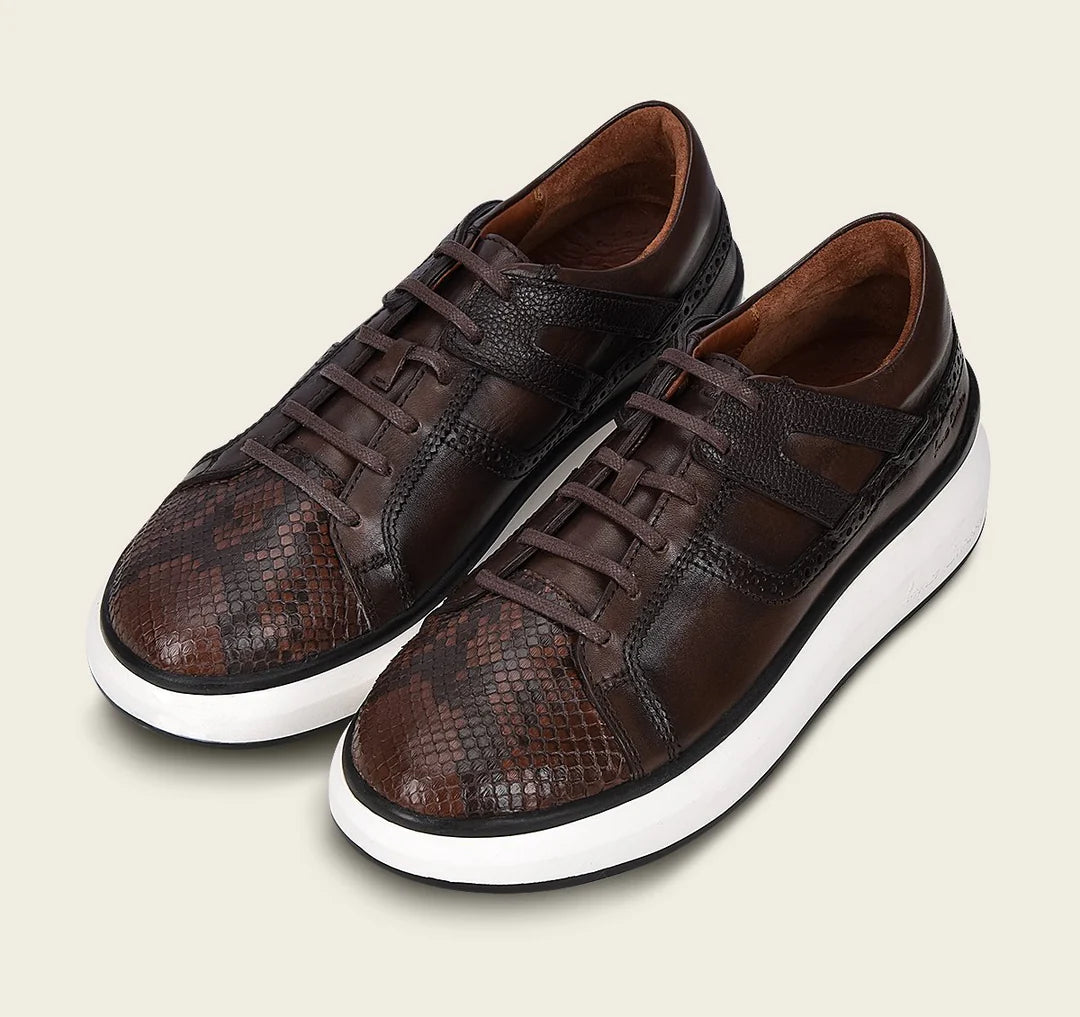 3Y0PBTS - Cuadra Chocolate Casual Fashion Python Sneakers for Men