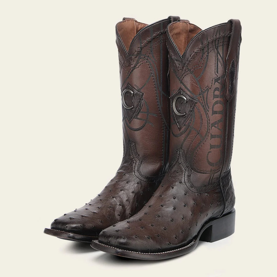 3Z1OA1 - Cuadra Chocolate Western Cowboy Rodeo Ostrich Boots for Men