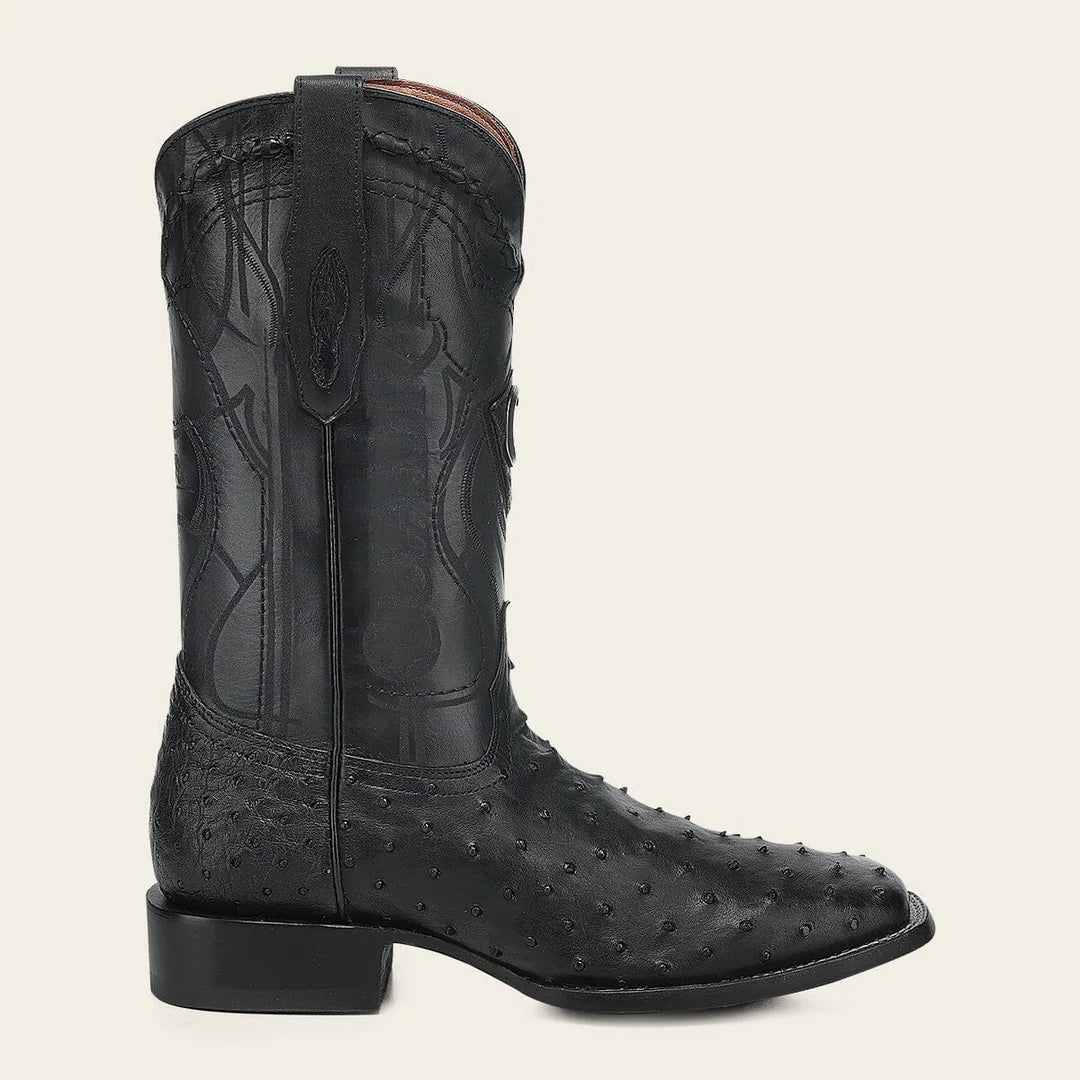 3Z1OA1 - Cuadra Black Western Cowboy Rodeo Ostrich Boots for Men