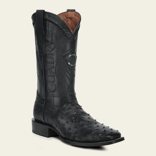 3Z1OA1 - Cuadra Black Western Cowboy Rodeo Ostrich Boots for Men