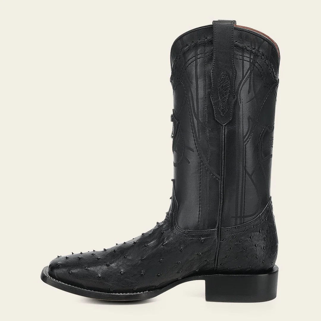 3Z1OA1 - Cuadra Black Western Cowboy Rodeo Ostrich Boots for Men