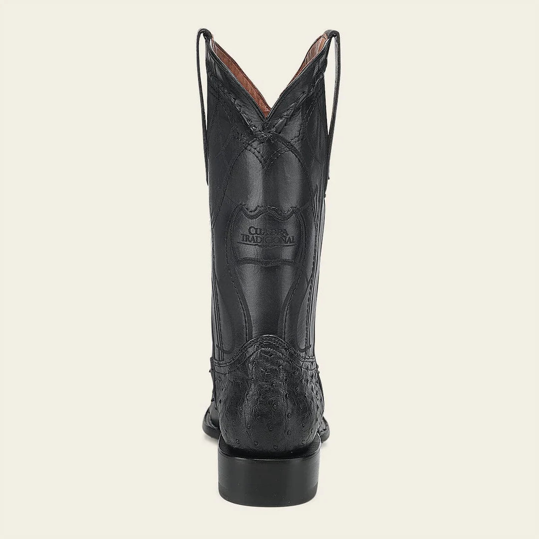 3Z1OA1 - Cuadra Black Western Cowboy Rodeo Ostrich Boots for Men