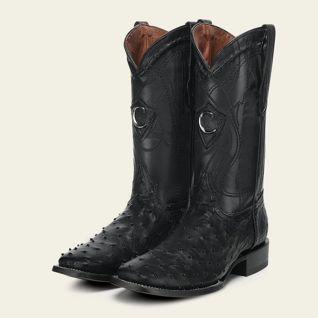 3Z1OA1 - Cuadra Black Western Cowboy Rodeo Ostrich Boots for Men