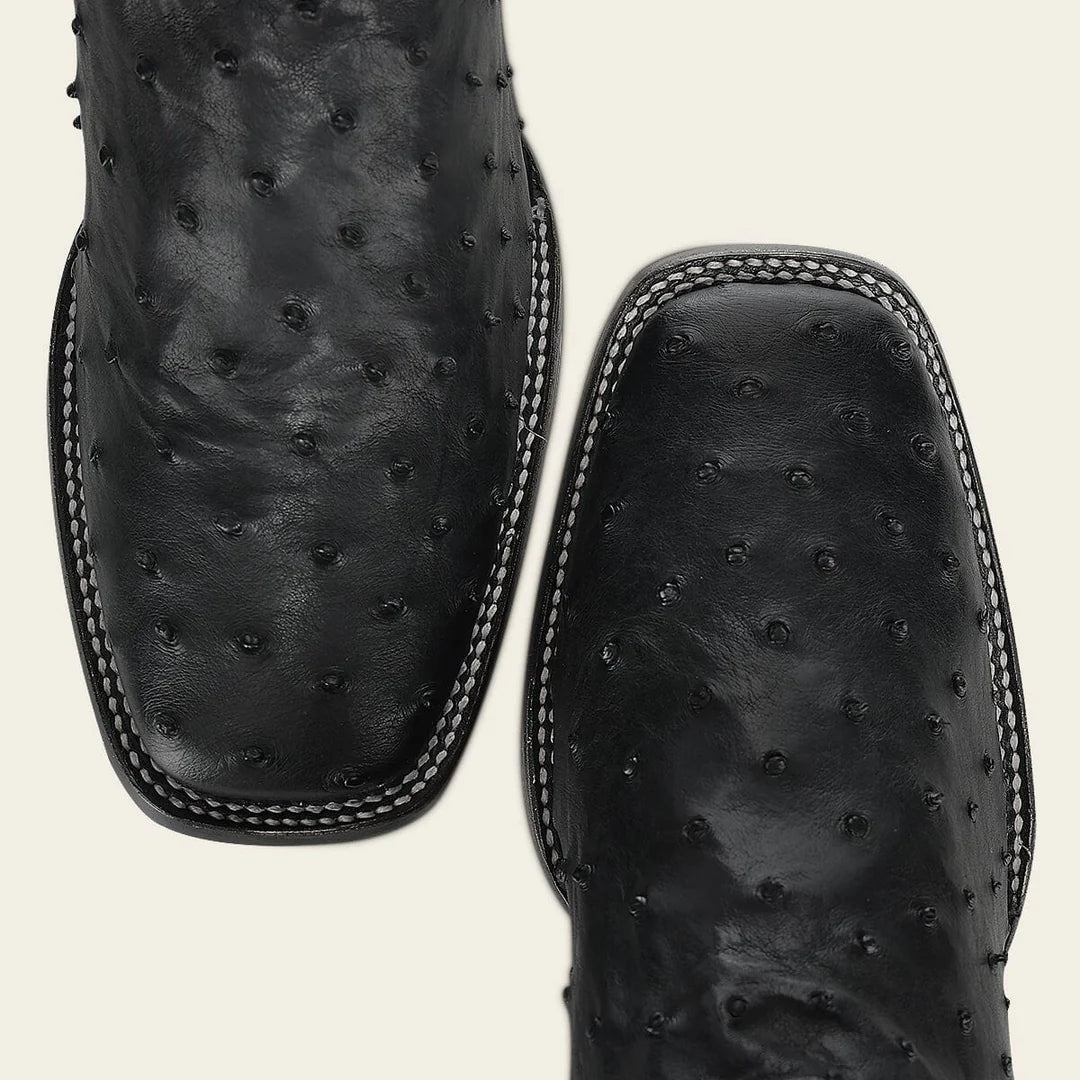 3Z1OA1 - Cuadra Black Western Cowboy Rodeo Ostrich Boots for Men