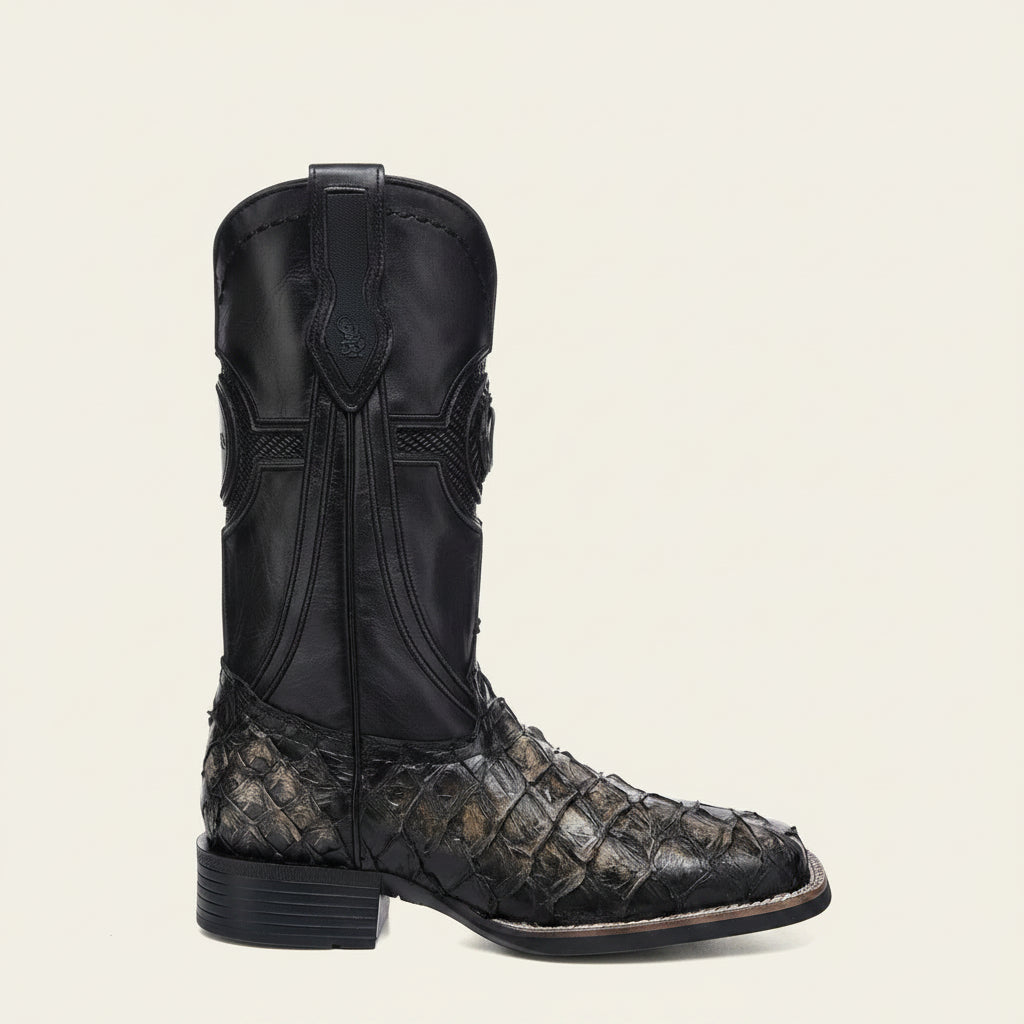 3Z2SPI - Cuadra Black Western Cowboy Rodeo Pirarucu Boots for Men