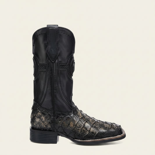 3Z2SPI - Cuadra Black Western Cowboy Rodeo Pirarucu Boots for Men