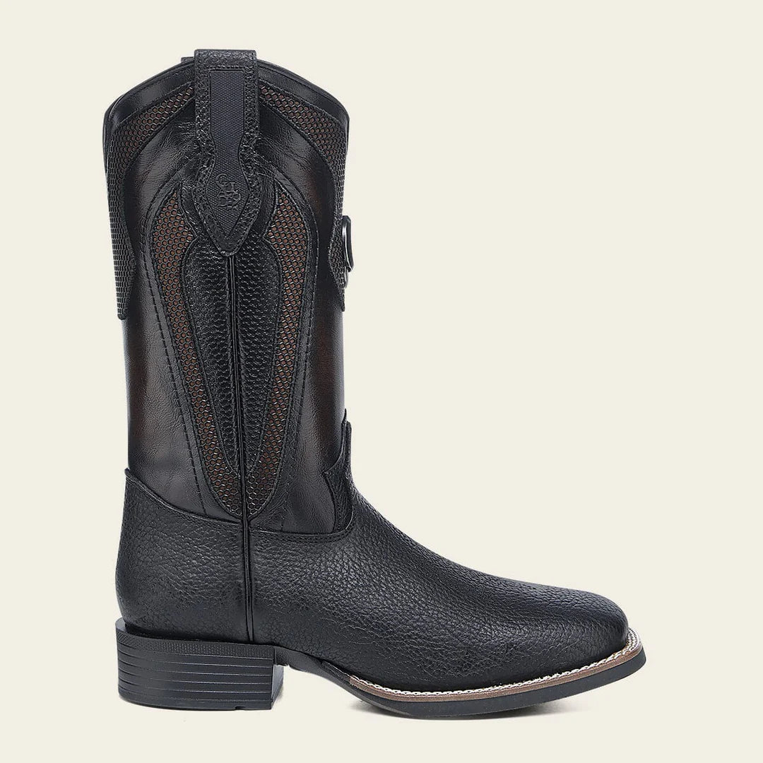 3Z2TBN - Cuadra black western cowboy rodeo bison leather boots for men