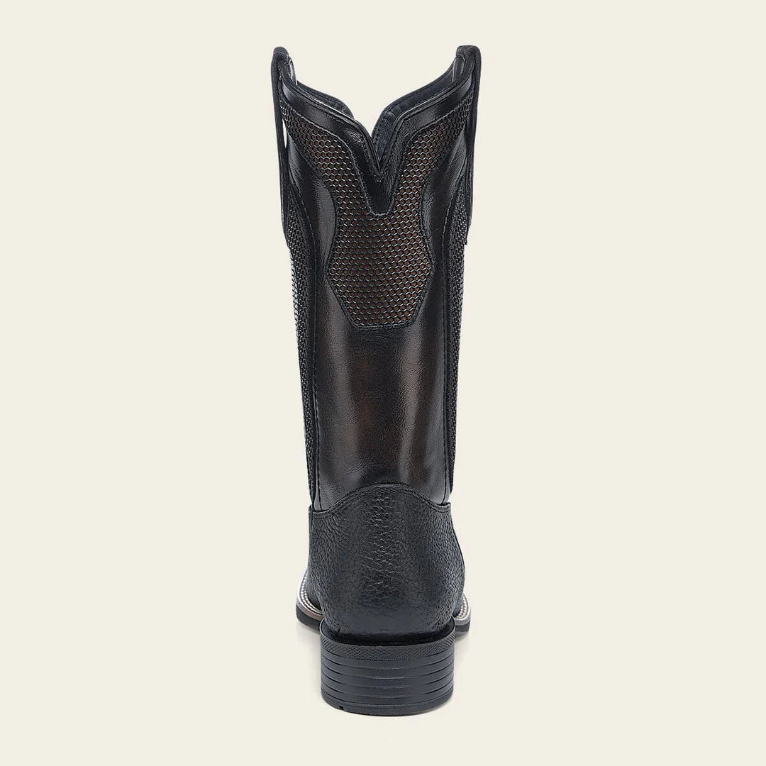 3Z2TBN - Cuadra black western cowboy rodeo bison leather boots for men