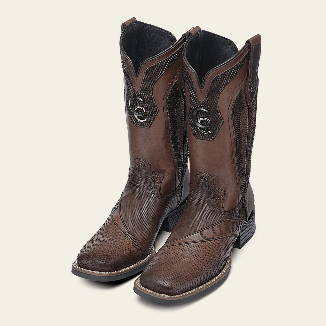 3Z2VRS - Cuadra Honey Western Cowboy Rodeo Bison Leather Boots for Men