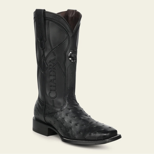 3ZT0A1 - Cuadra Black Western Cowboy Rodeo Ostrich Boots for Men