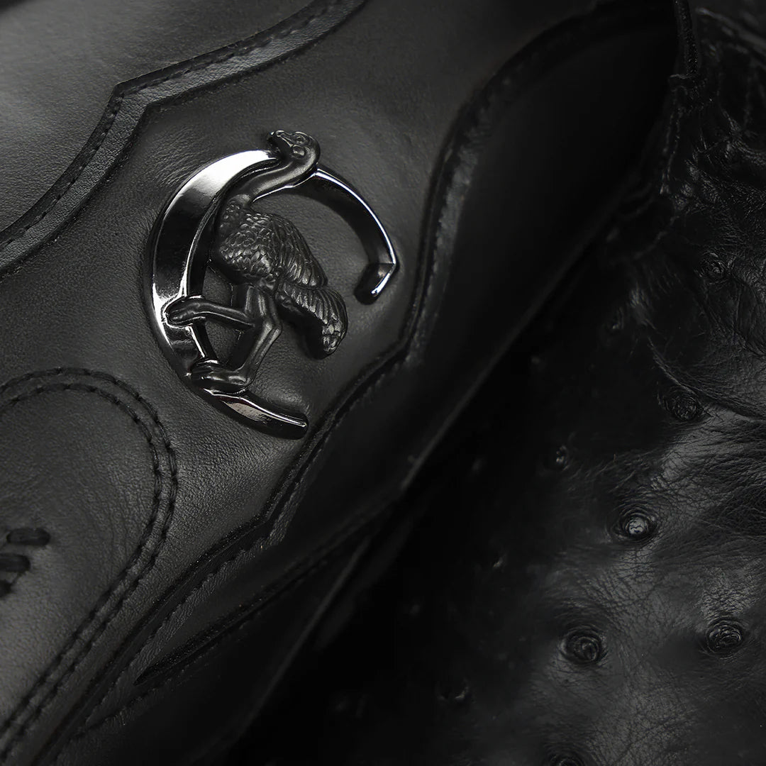 3ZT0A1 - Cuadra Black Western Cowboy Rodeo Ostrich Boots for Men