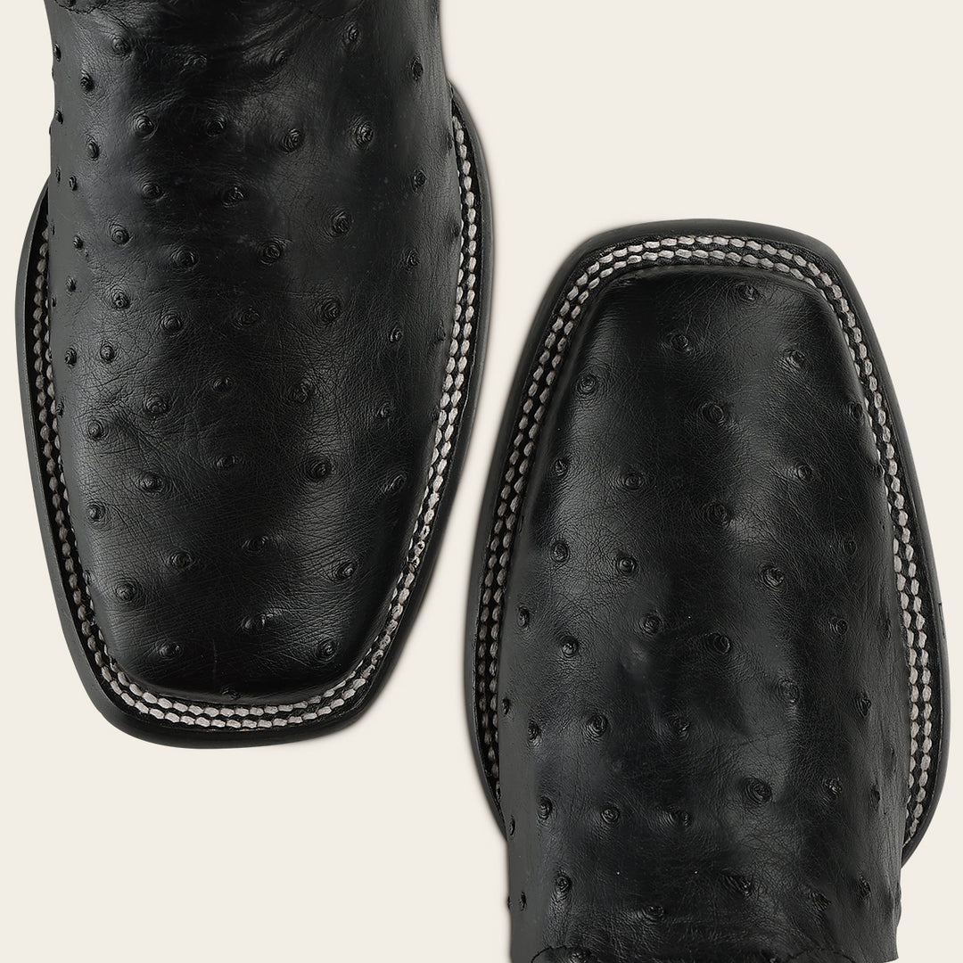 3ZT0A1 - Cuadra Black Western Cowboy Rodeo Ostrich Boots for Men