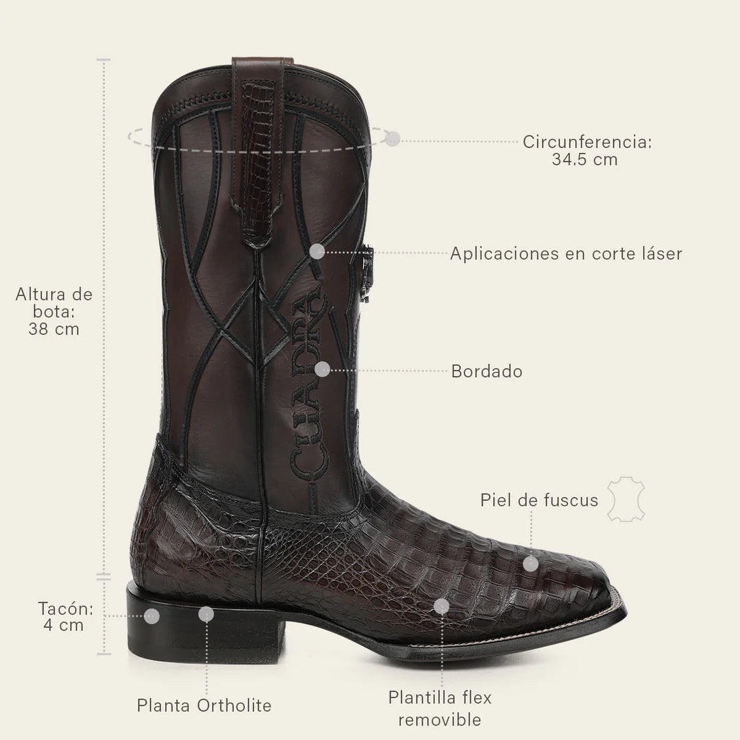 3ZT0FY - Cuadra Chocolate Cowboy Rodeo Caiman Leather Boots for Men