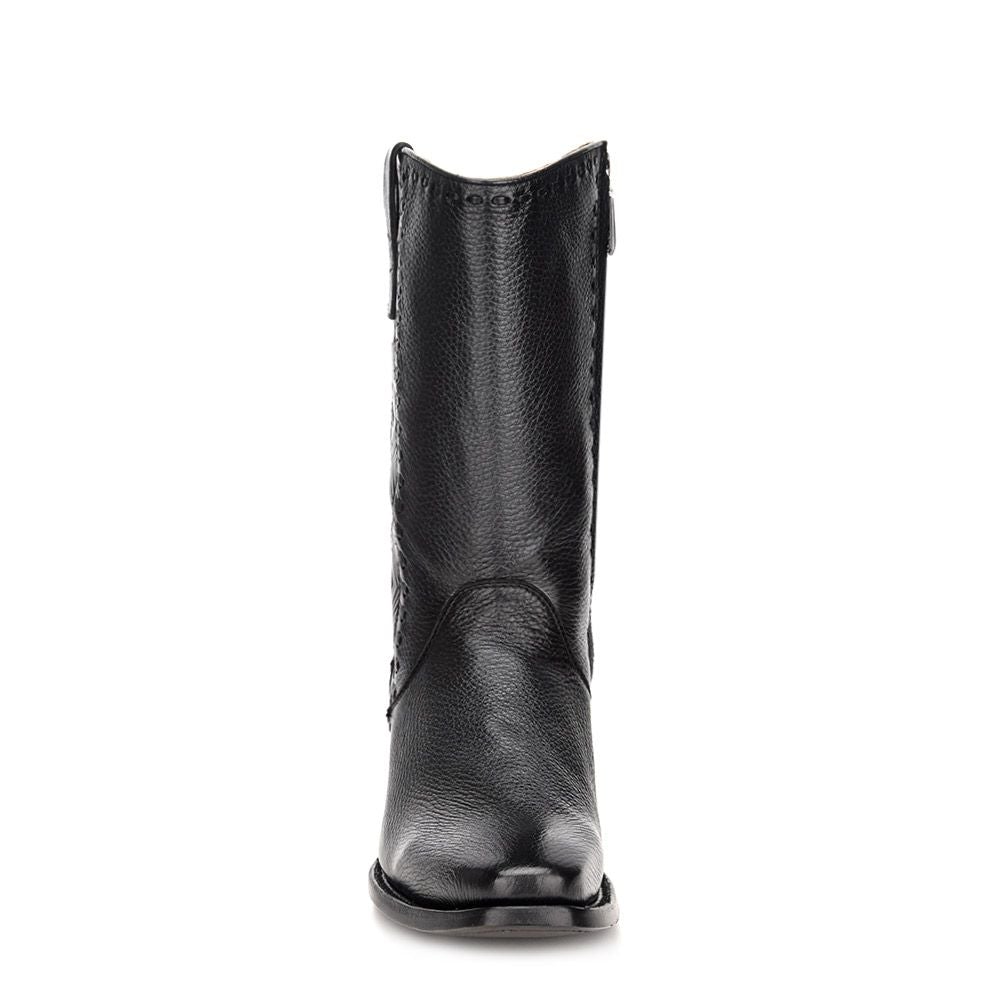 3C12VE - Cuadra black casual fashion cowboy deer leather mid boots for men-Kuet.us