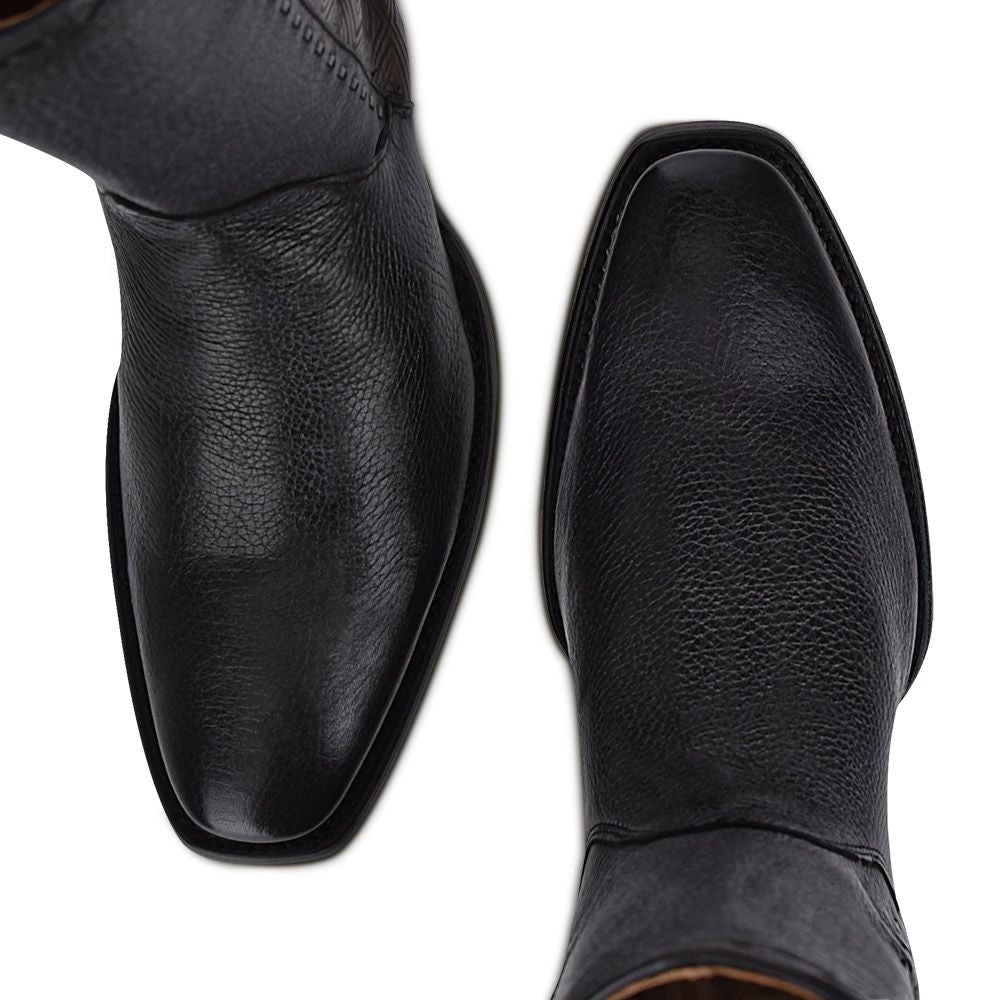 3C12VE - Cuadra black casual fashion cowboy deer leather mid boots for men-Kuet.us