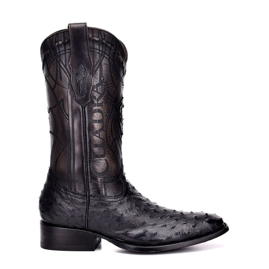 3C1NA1 - Cuadra black dress cowboy exotic ostrich leather boots for men-Kuet.us