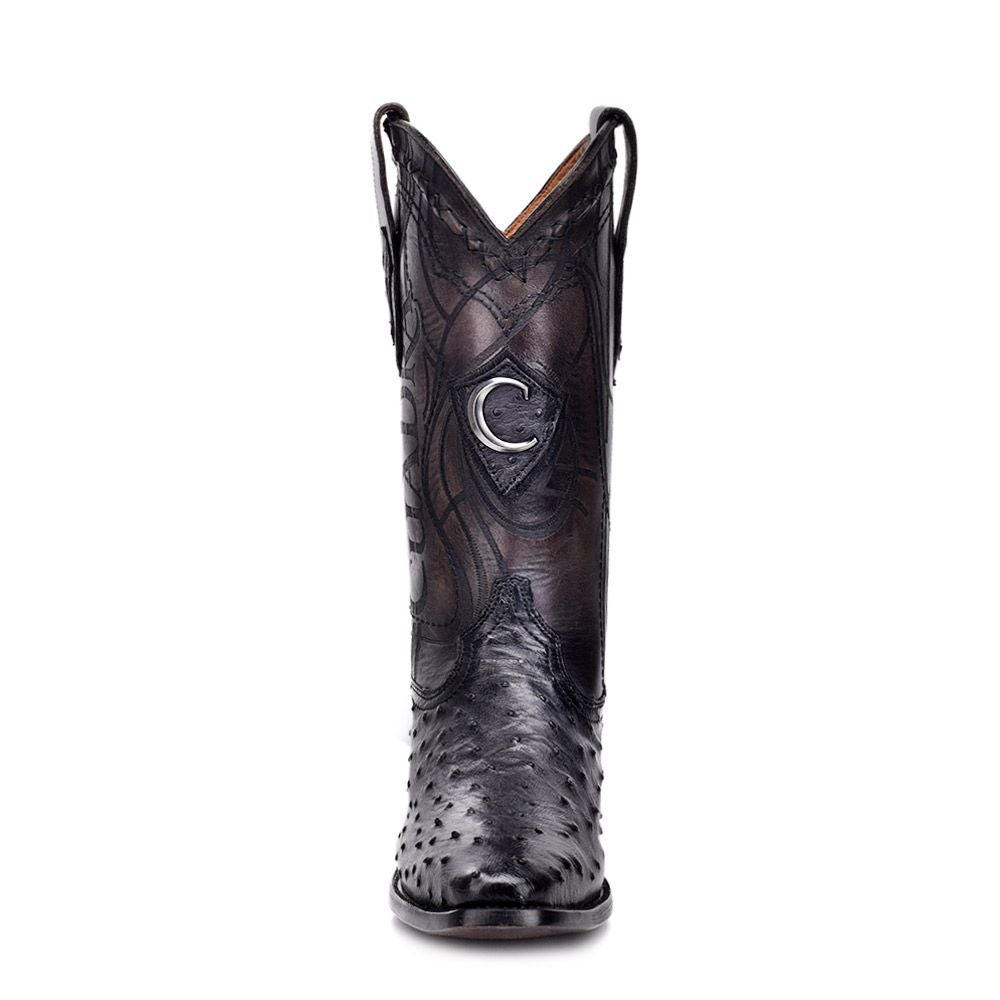 3C1NA1 - Cuadra black dress cowboy exotic ostrich leather boots for men-CUADRA-Kuet-Cuadra-Boots