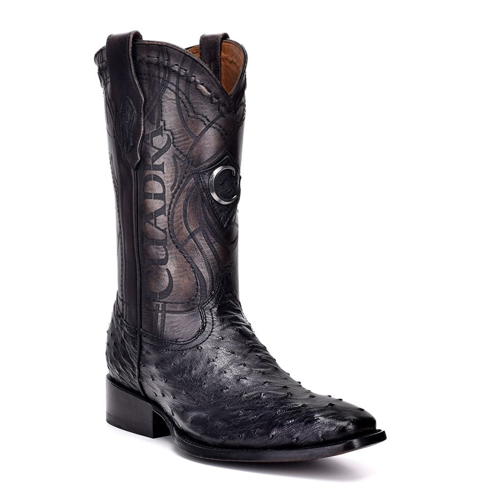 3C1NA1 - Cuadra black dress cowboy exotic ostrich leather boots for men-Kuet.us