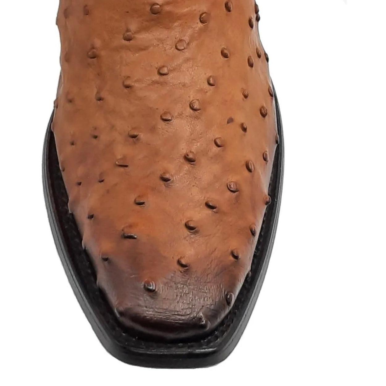 3C1NA1 - Cuadra brandy dress cowboy exotic ostrich leather boots for men-CUADRA-Kuet-Cuadra-Boots