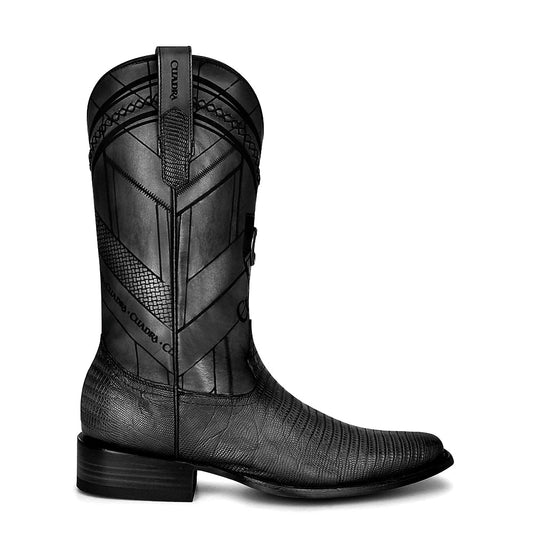 3C2FLT - Cuadra black fashion dress cowboy lizard leather boots for men-Kuet.us