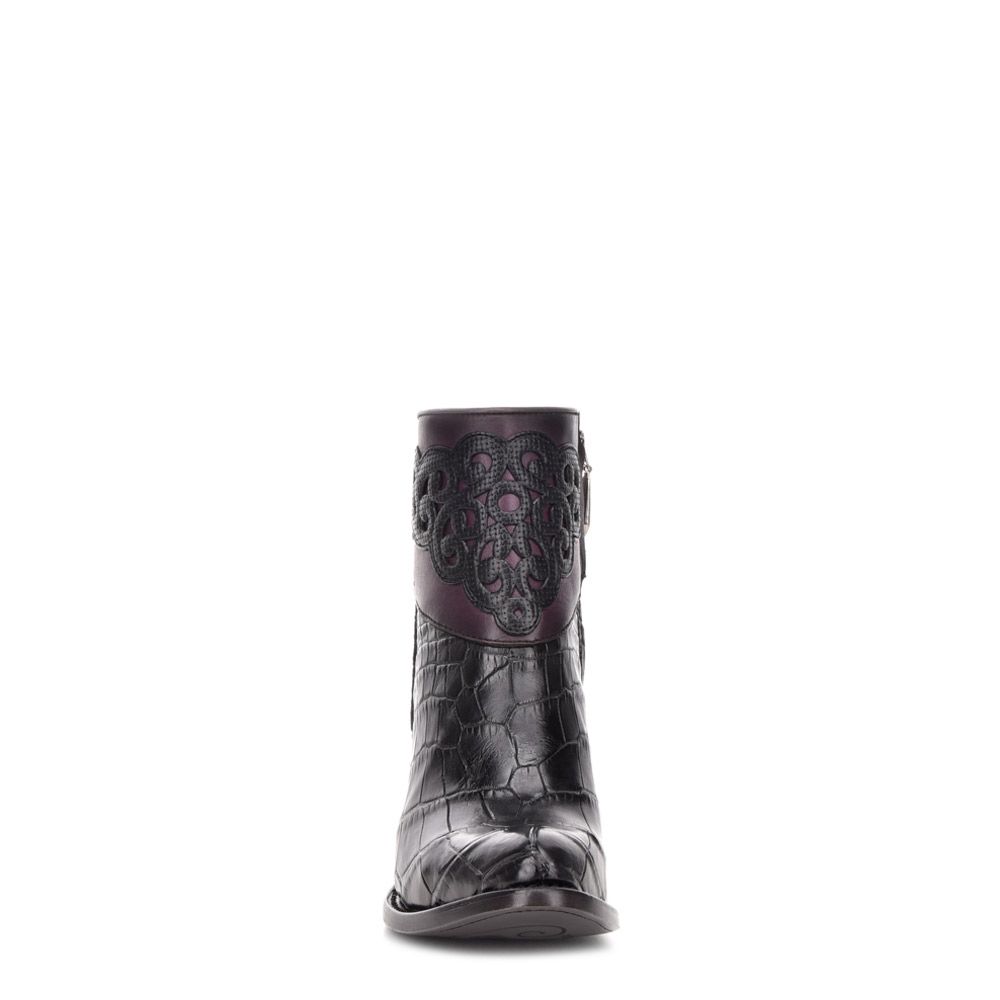3F04AP - Cuadra black western fashion alligator ankle boots for women-CUADRA-Kuet-Cuadra-Boots