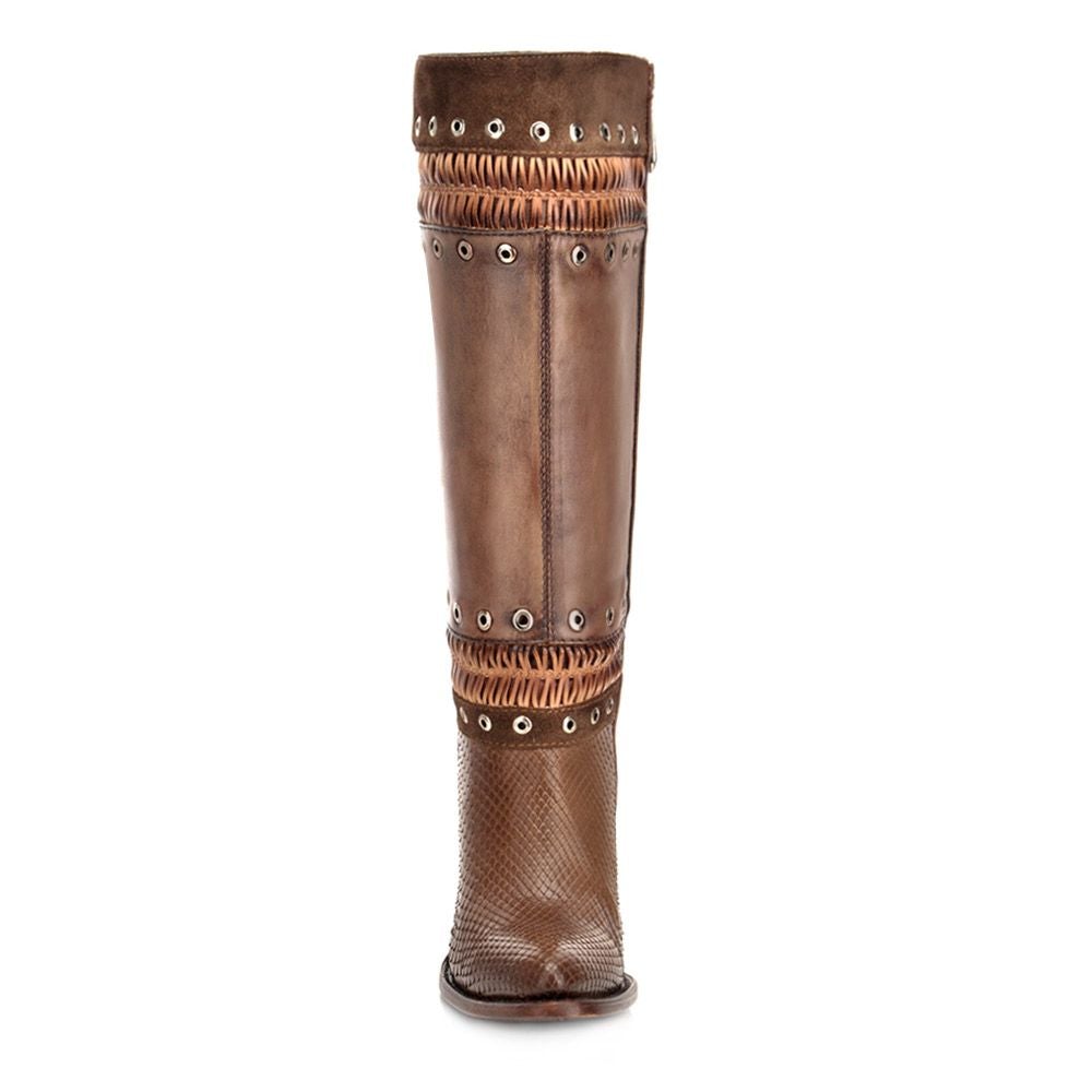 3F11PM - Cuadra taupe western cowgirl python snake boots for women-CUADRA-Kuet-Cuadra-Boots
