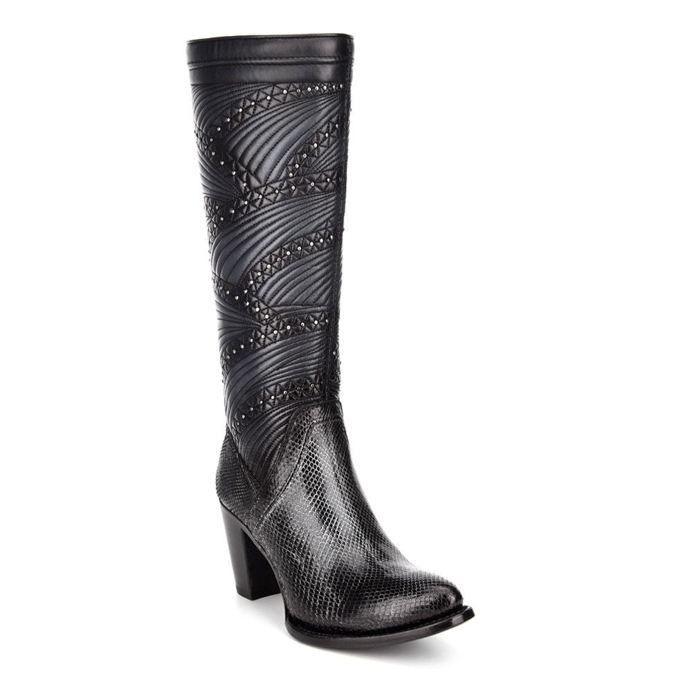 Cuadra black western cowgirl python skin knee high boots for women ...