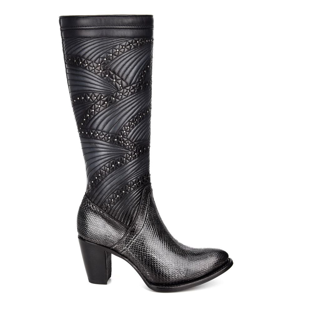 3F23PH - Cuadra black Paris Texas fashion python quilted boots for women-CUADRA-Kuet-Cuadra-Boots