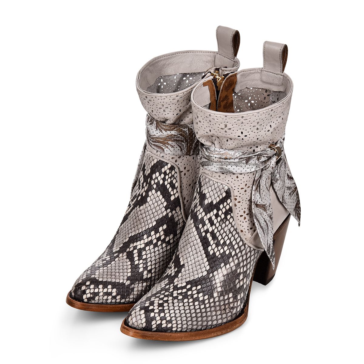 3F50PH - Cuadra natural white summer fashion python ankle boots for women-Kuet.us