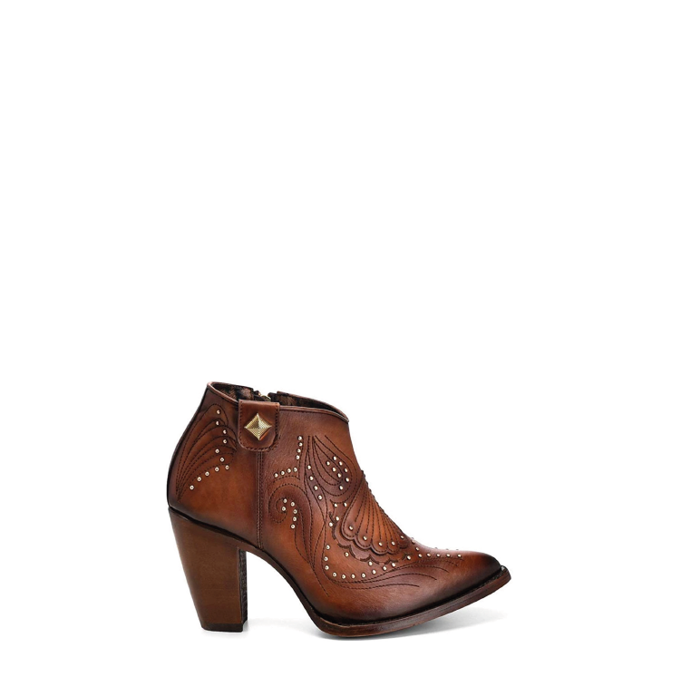 3F58RS - Cuadra chestnut brown fashion cowboy leather ankle boots for women-CUADRA-Kuet-Cuadra-Boots