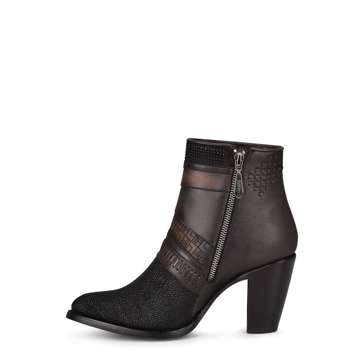 3F86MA- Cuadra black casual stingray leather ankle boots for women-Kuet.us