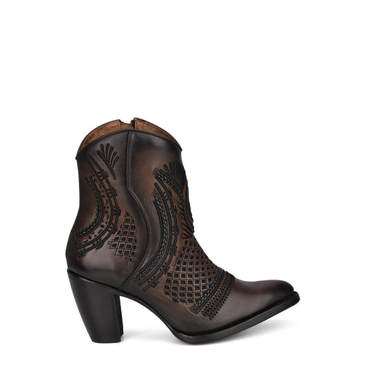 3F91RS - Cuadra brown western cowgirl cowhide leather ankle boots for women-Kuet.us