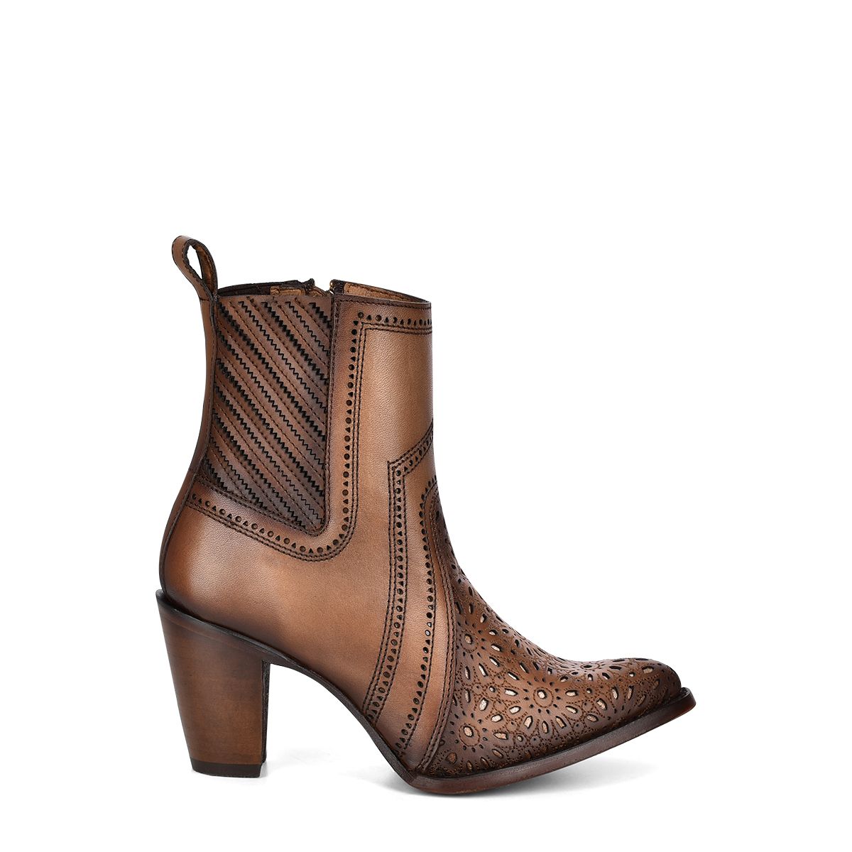 3F94RS - Cuadra brown western cowboy cowhide leather ankle boots for women-Kuet.us