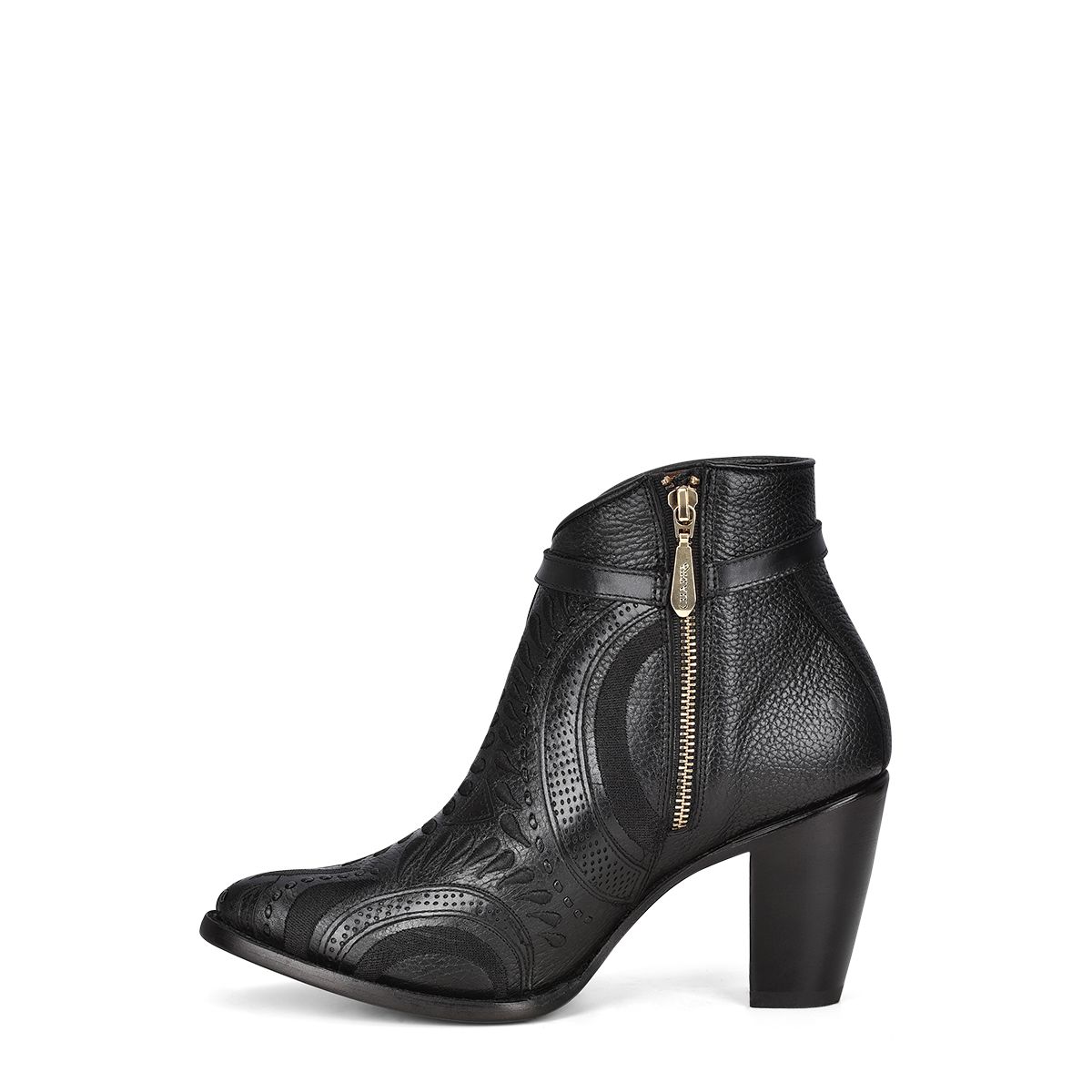 3F95RS - Cuadra black fashion cowboy cowhide leather ankle boots for women-CUADRA-Kuet-Cuadra-Boots